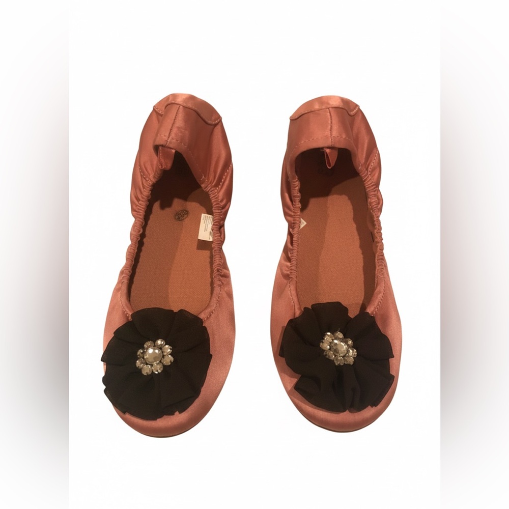 GAP Satin flower and gems Flats Girls 4 NWOT